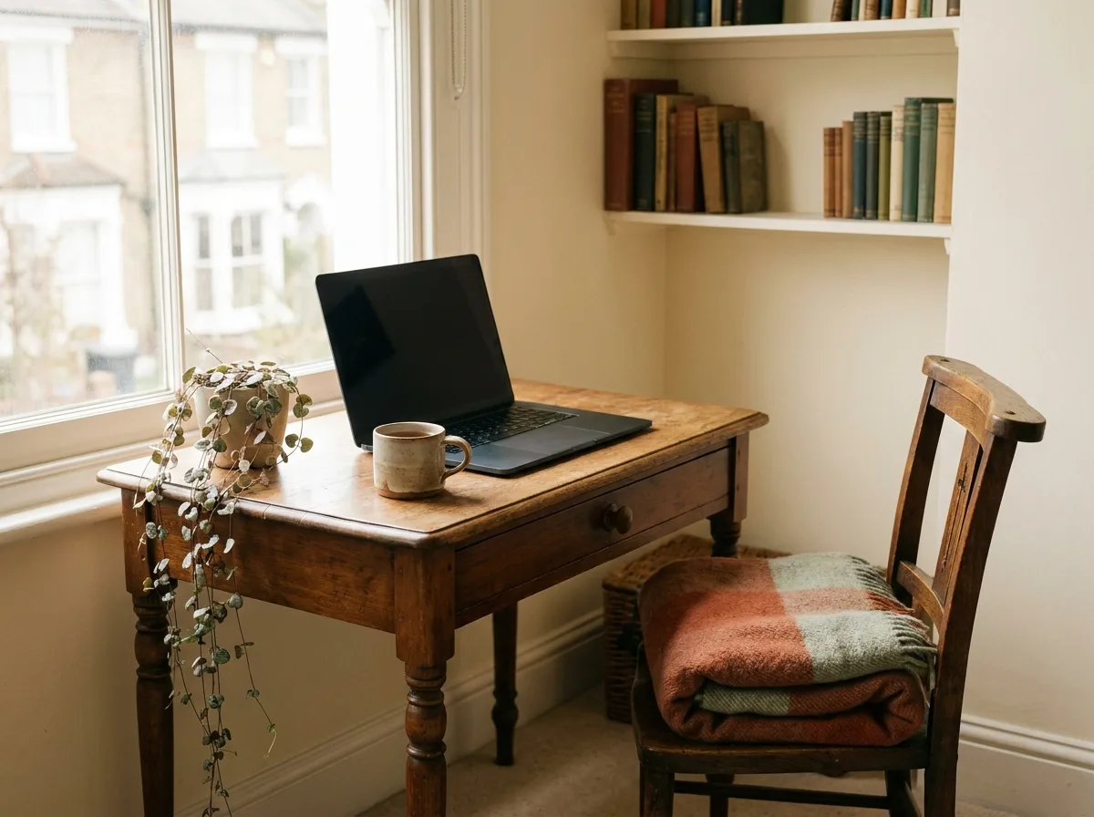 Home desk by a window
